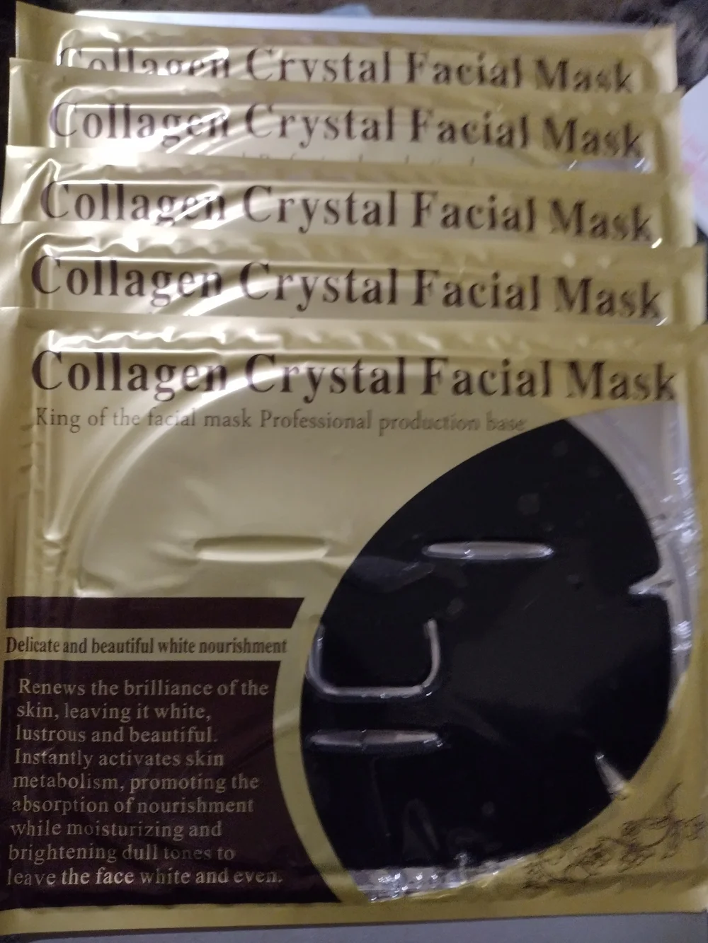 5 Collagen Crystal Facial Masks - Black Sheet Lot